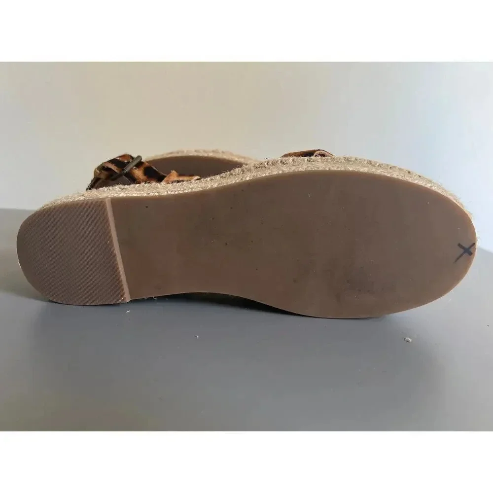 Madewell Espadrille Sandals 8‎ Brown Leopard Calf Hair Platform AM193 Boho Chic
